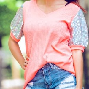 Sequin v-neck t shirt